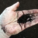 mano que sostiene sustrato para huerto